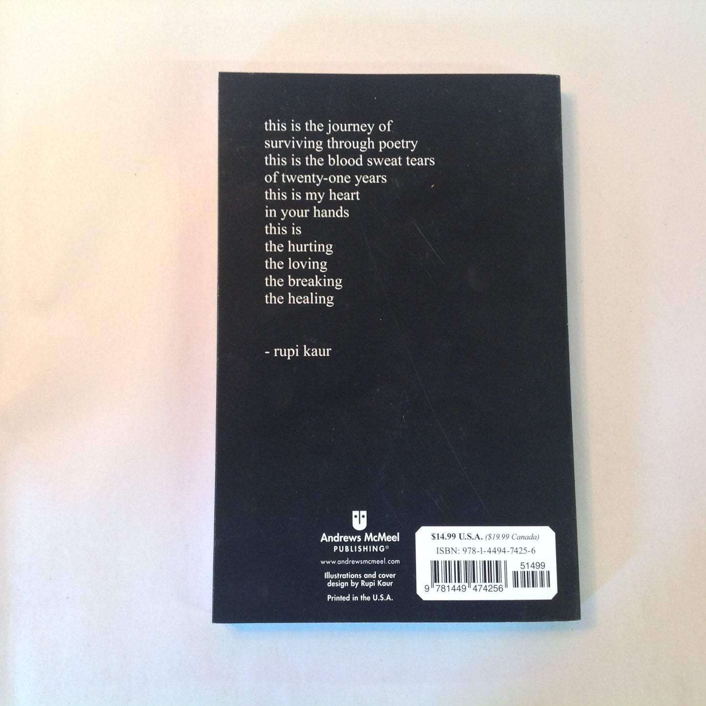 2015 Trade Paperback Milk and Honey Rupi Kaur Poetry
