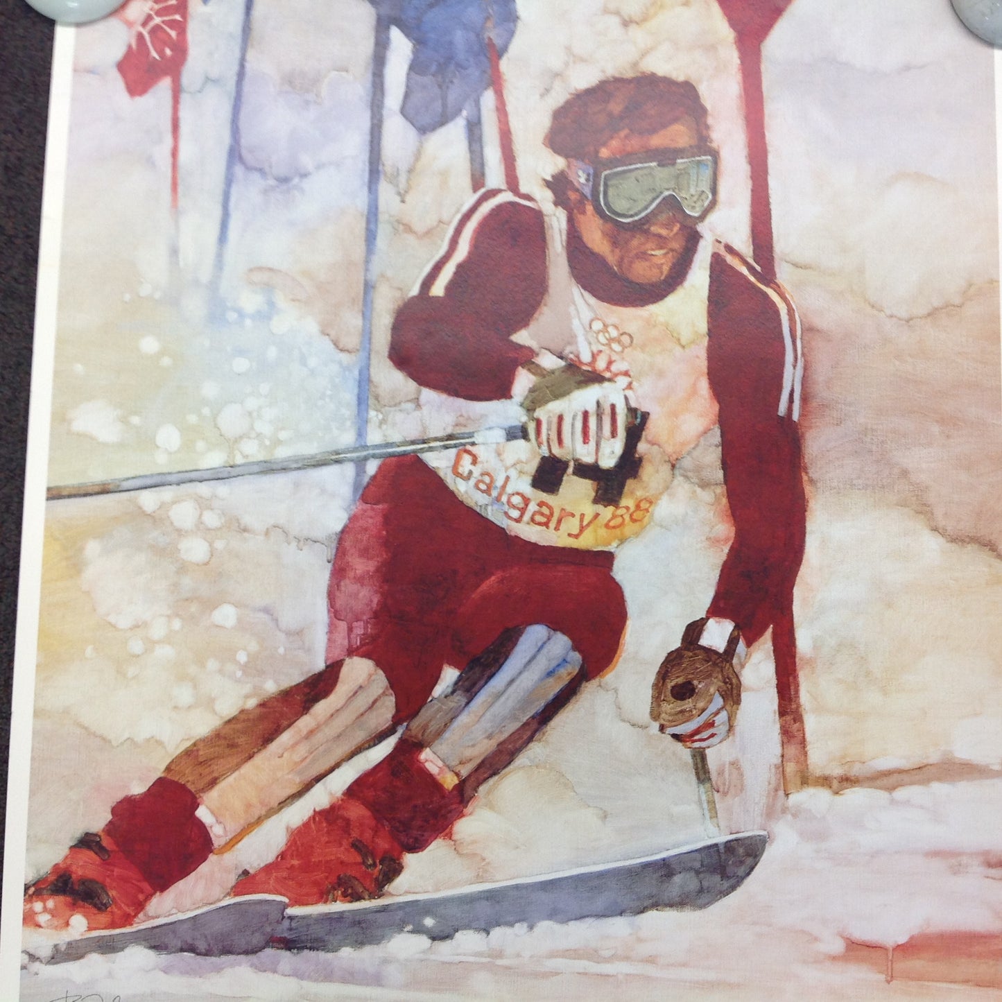 Vintage 1987 ABC Calgary 88 XV Winter Olympics The Tradition Continues Skier Ski Embossed