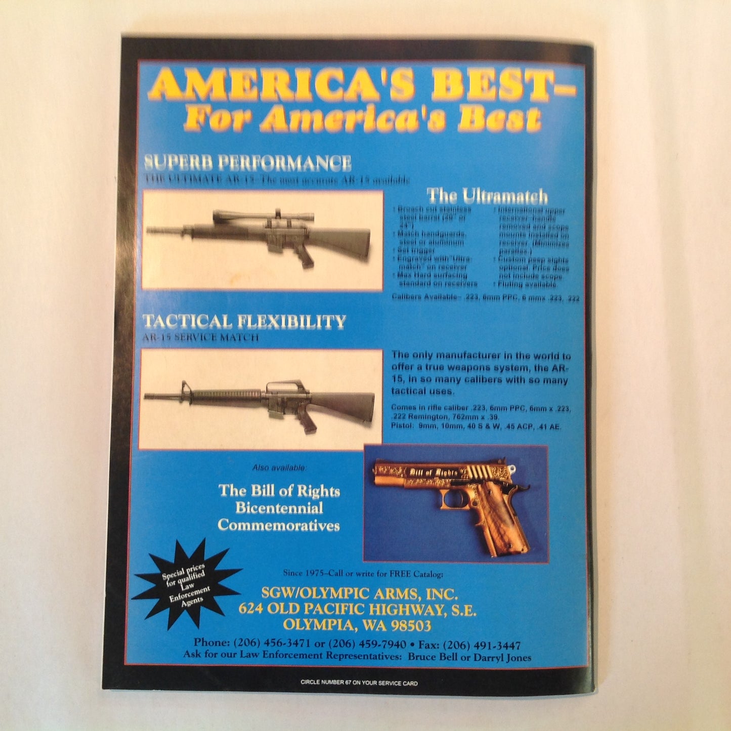 Vintage Nov 1991 S.W.A.T. Magazine Sling Techniques Evaluations Call-Out Holster Maker Bruce Nelson