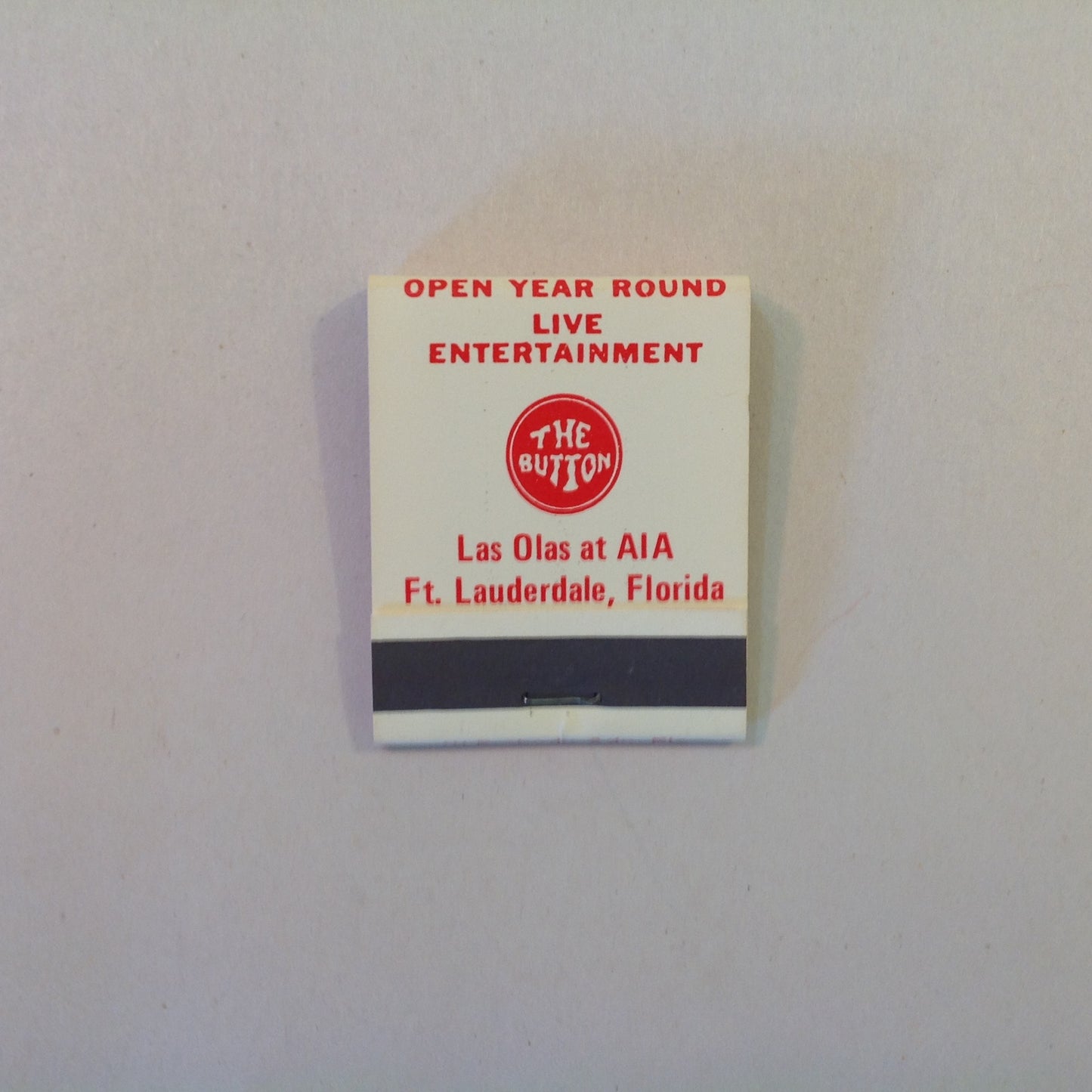 Vintage 1975 2 Piece Souvenir The Button Las Olas at AIA Ft Lauderdale Florida Spring Break Matchbook and Pinback