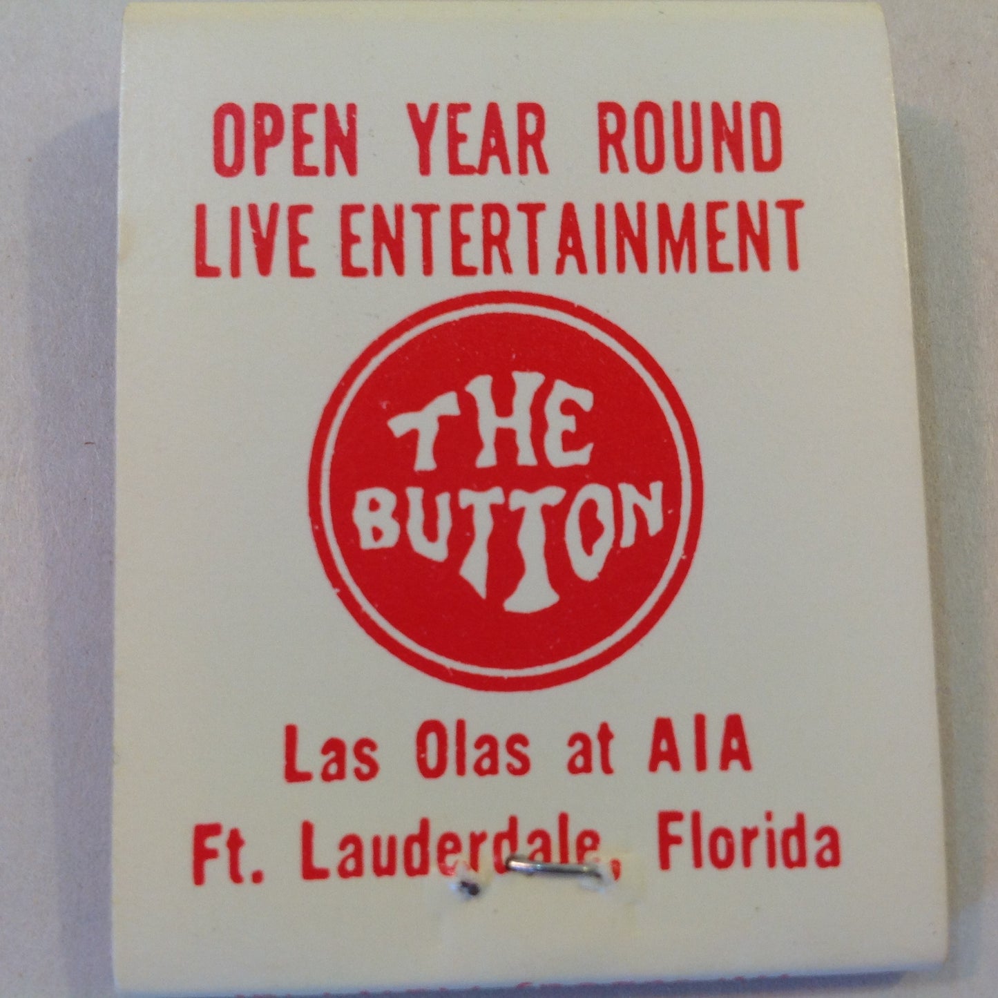 Vintage 1975 Souvenir Matchbook The Button Las Olas at AIA Fort Lauderdale Florida Bar Spring Break Hookup Notes