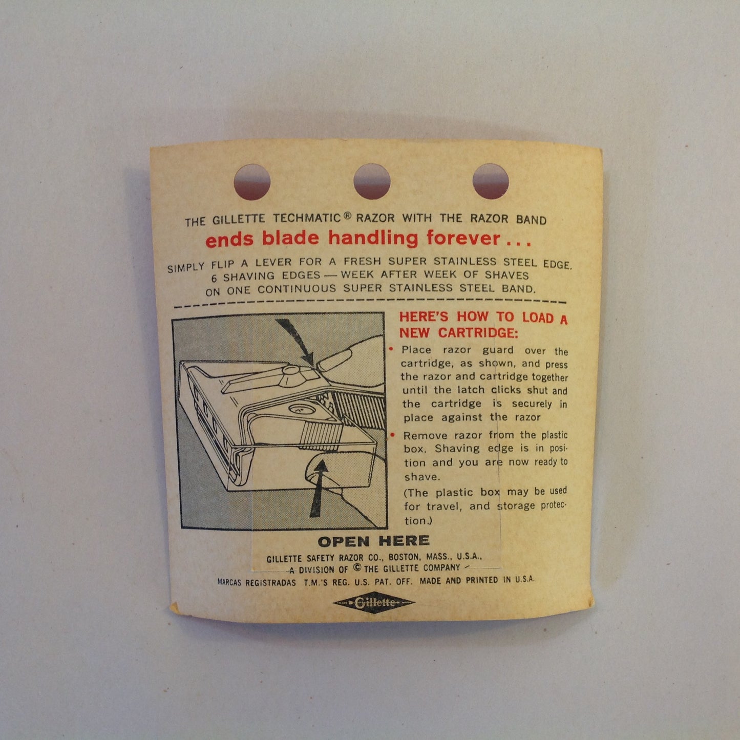 Vintage NOS Gillette Techmatic Razor Band Cartridge Six Super Stainless Steel Edges