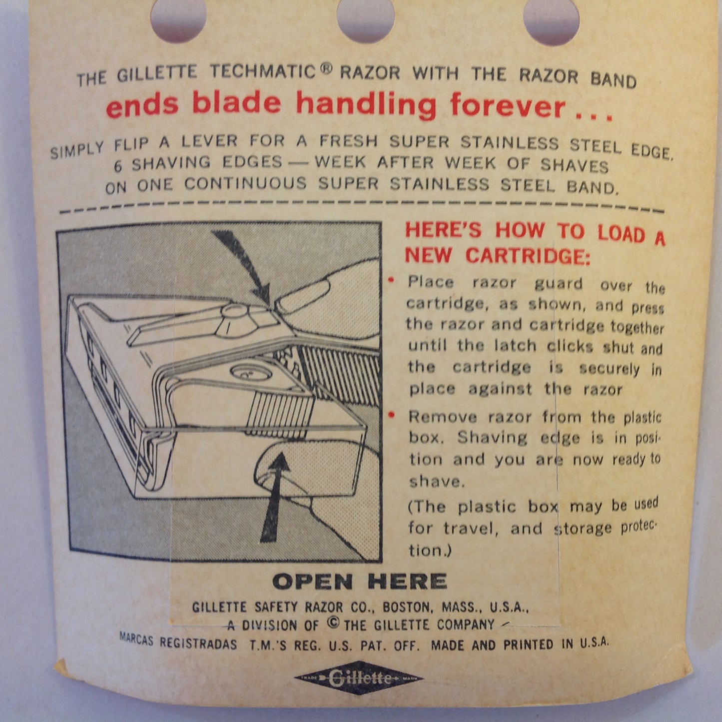 Vintage NOS Gillette Techmatic Razor Band Cartridge Six Super Stainless Steel Edges