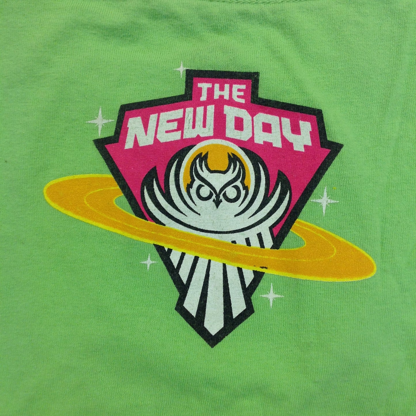 2013 WWE WWF Authentic Youth Large T-Shirt The New Day Pops Unicorn Kofi Kingston Xavier Woods Big E NXT Who Wants Ice Cream Gluteus Free Green