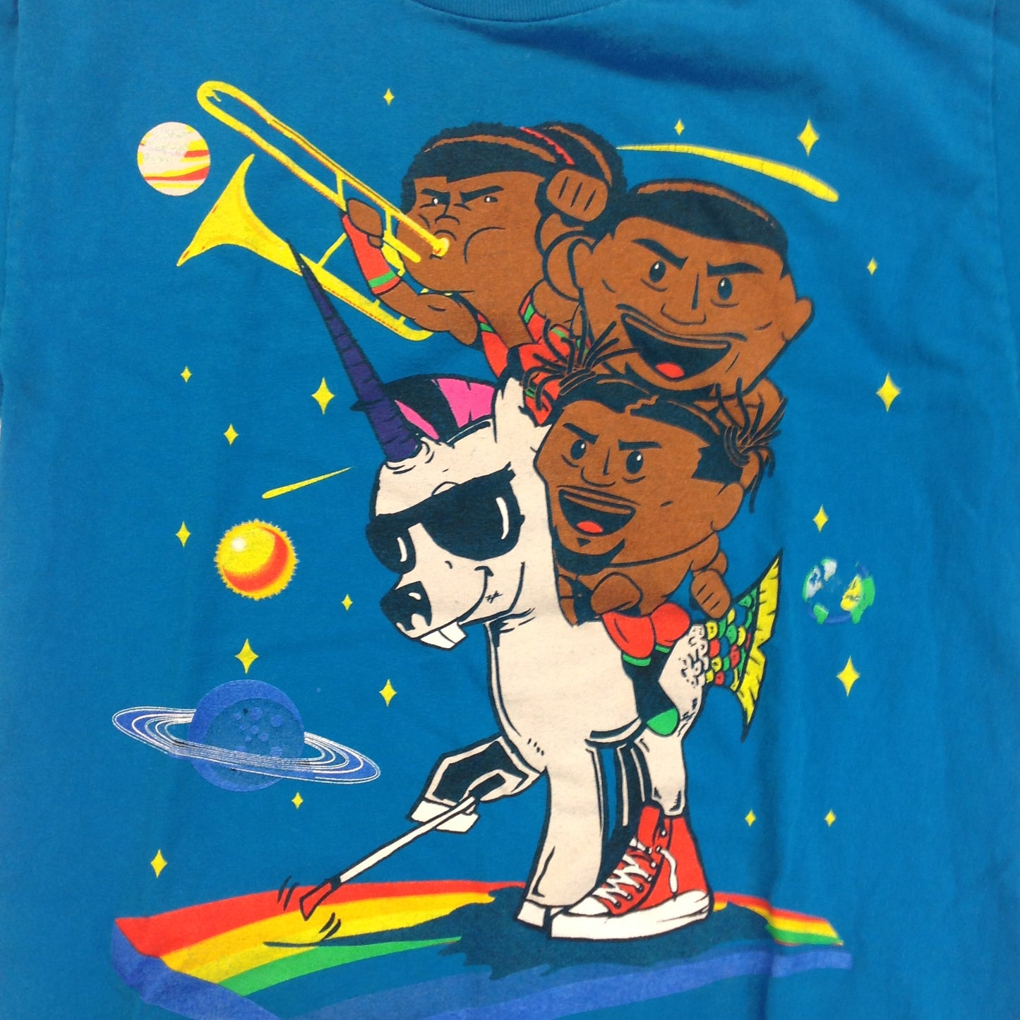 2010's WWE WWF Authentic Child Small T-Shirt The New Day Unicorn Kofi Kingston Xavier Woods Big E NXT Blue