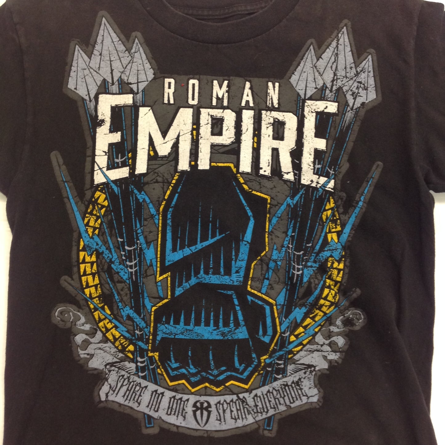 2018 WWE WWF Authentic Youth Medium Black T-Shirt Roman Empire Spare No One Spear Everyone Believe That