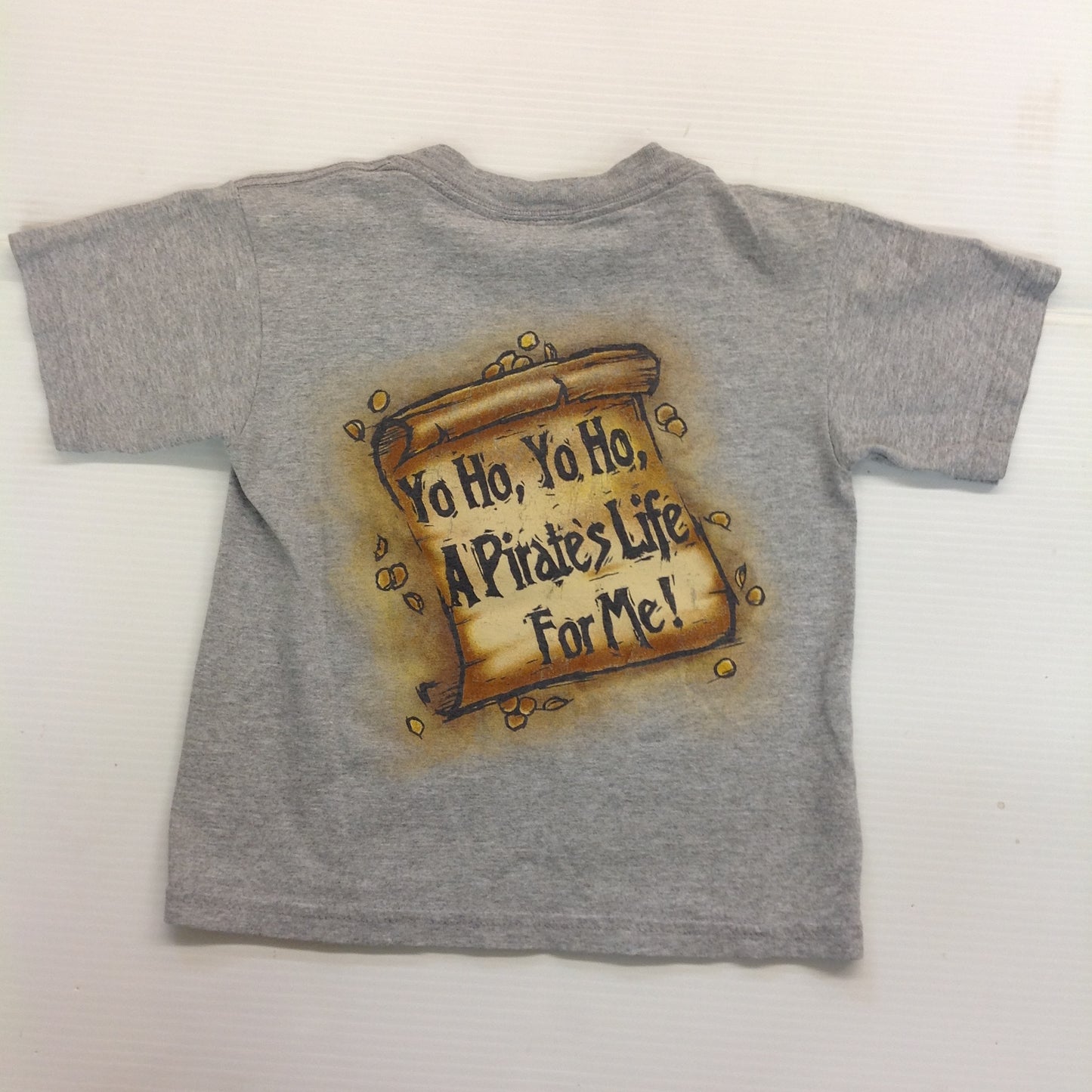 Vintage 2000's Walt Disney World Kids Child's T-Shirt Pirates of the Caribbean Mickey Goofy Donald Gray 3T