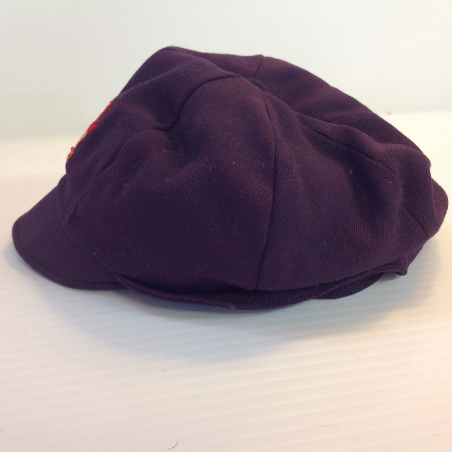 Vintage Maroon Infant Toddler Child's Cap Beanie Ear Flaps Quilted Int Dog Duck ABC Blocks