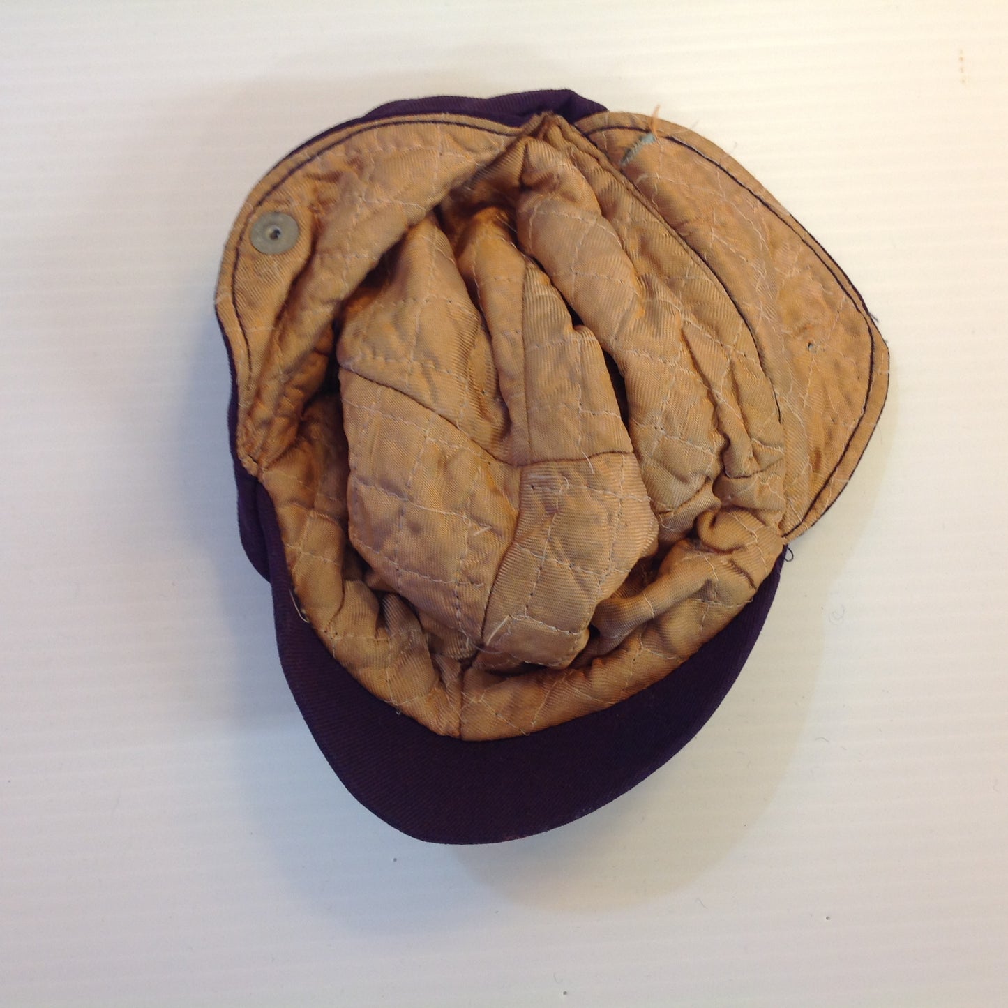Vintage Maroon Infant Toddler Child's Cap Beanie Ear Flaps Quilted Int Dog Duck ABC Blocks