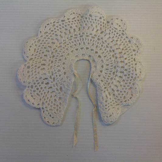 Vintage White Cotton Knit Lace Baby Collar Bib RBG