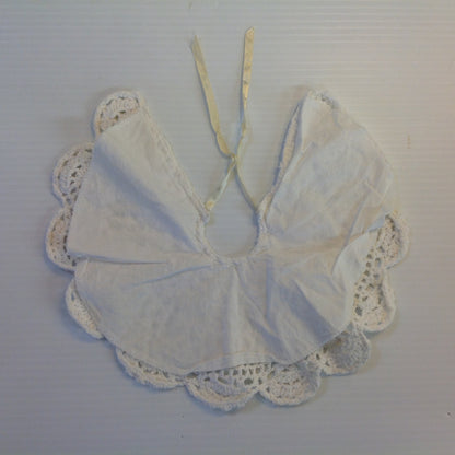 Vintage White Cotton Knit Lace Baby Collar Bib RBG