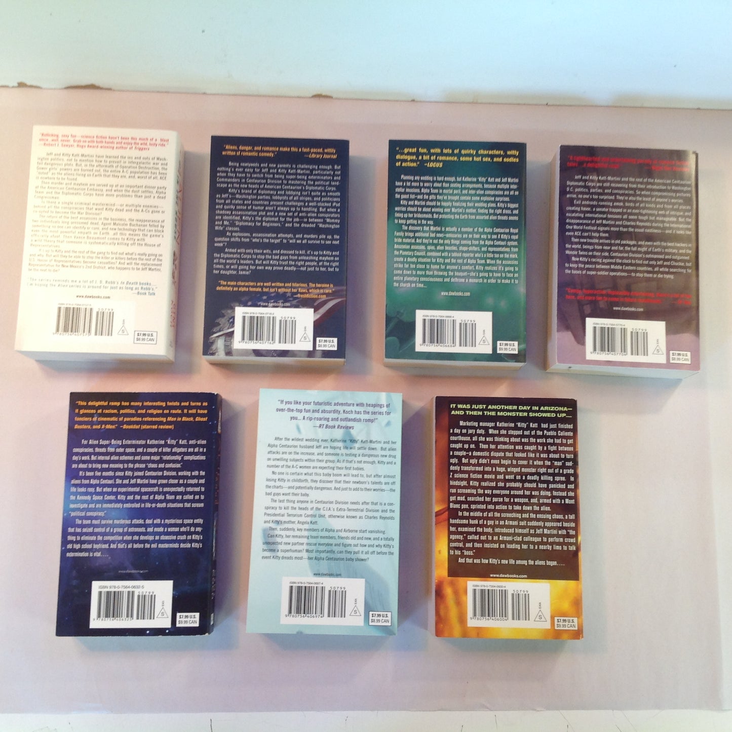 2010's 7Pc Lot Mass Market Paperbacks Gini Koch Alien Novels