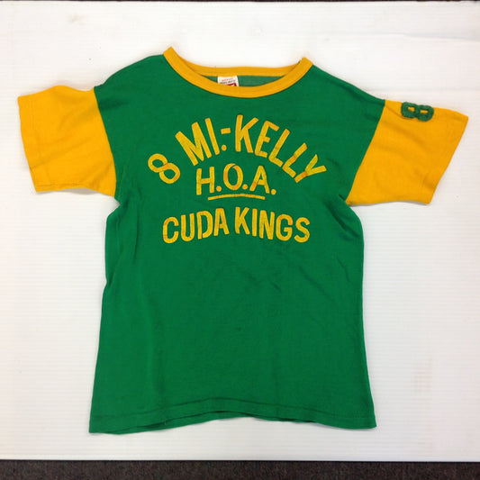 Vintage 1967-74 Mason Green Yellow Ringer Nylon Child's T-Shirt Mayor Walt Bezz 8 Mile Kelly HOA Cuda Kings Eastpointe Michigan