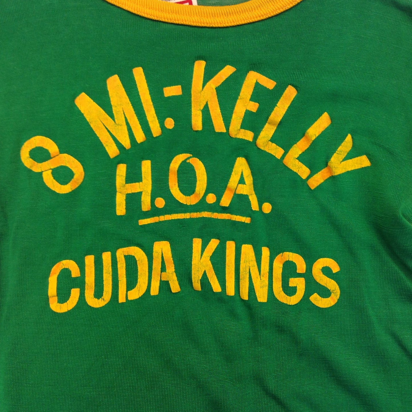 Vintage 1967-74 Mason Green Yellow Ringer Nylon Child's T-Shirt Mayor Walt Bezz 8 Mile Kelly HOA Cuda Kings Eastpointe Michigan