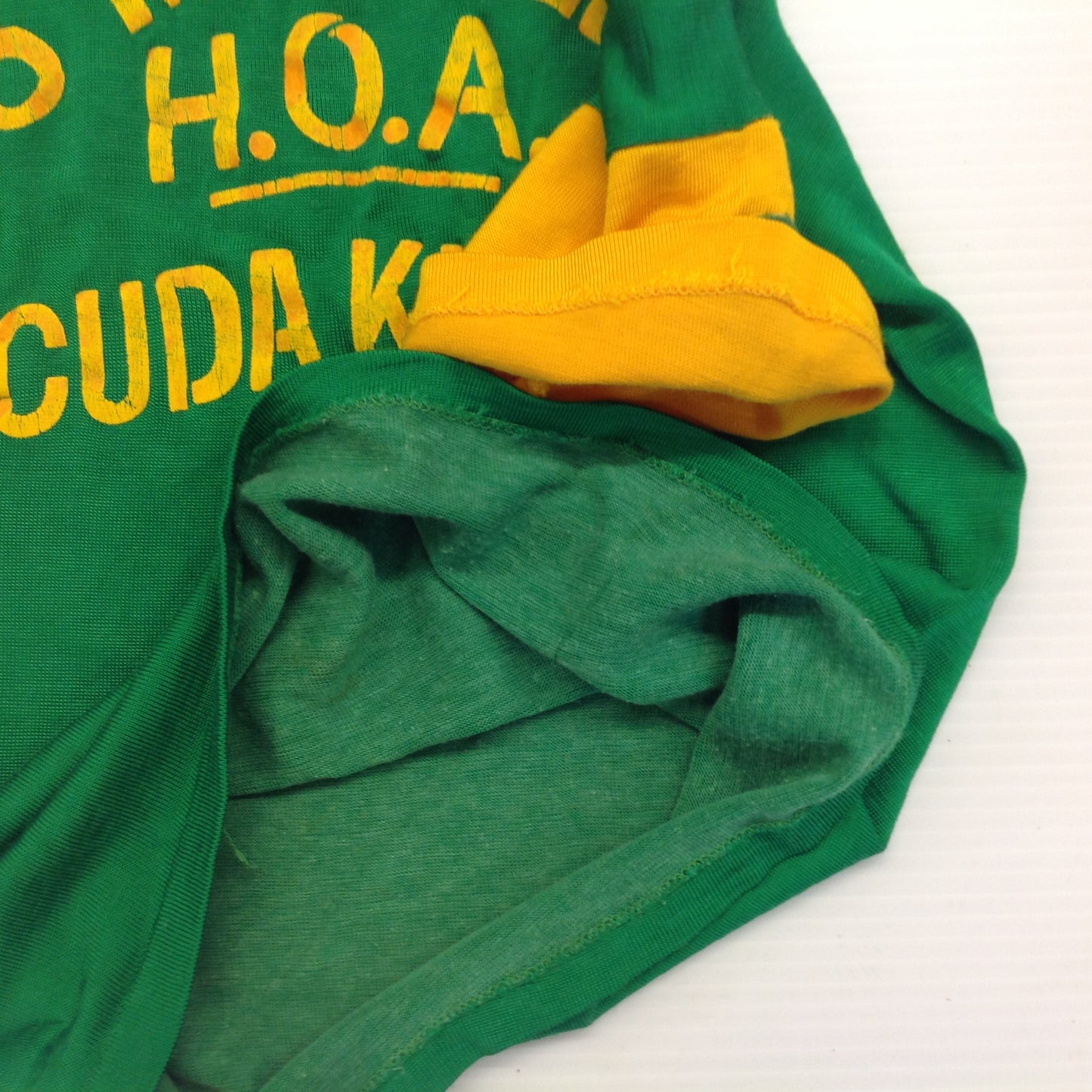 Vintage 1967-74 Mason Green Yellow Ringer Nylon Child's T-Shirt Mayor Walt Bezz 8 Mile Kelly HOA Cuda Kings Eastpointe Michigan