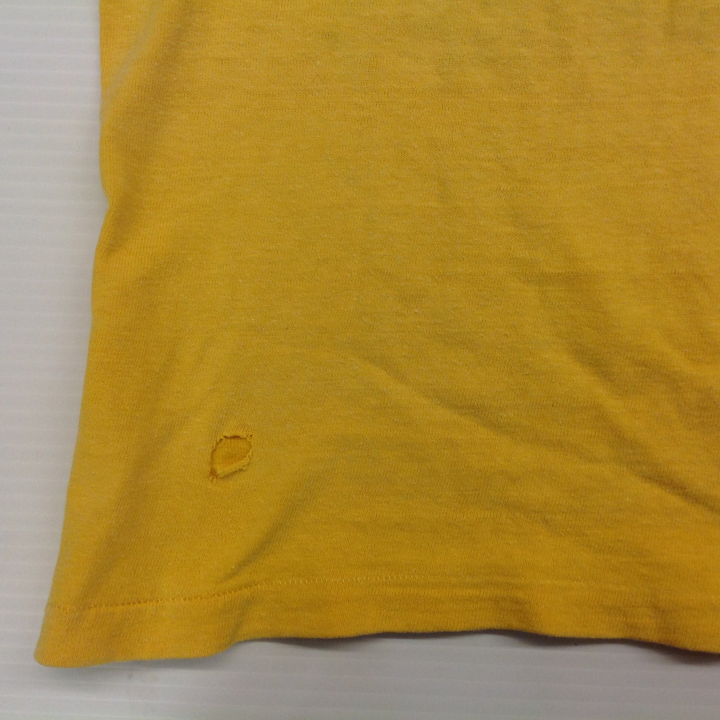 Vintage Child's Yellow Blue Ringer Medium T-Shirt Mayor Walter Bezz Spartans Eastpointe Michigan