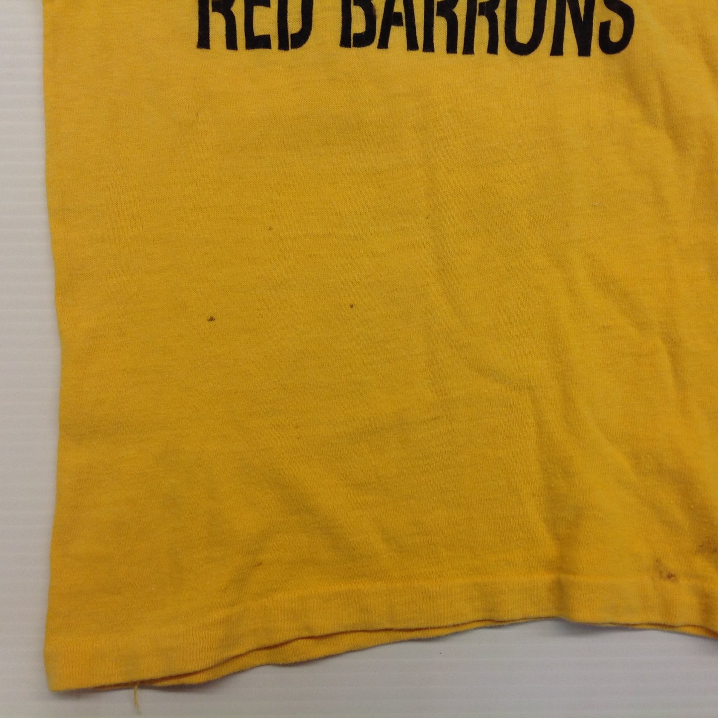 Vintage 1967-74 Child's Yellow Blue Sports T-Shirt 8 Mile Kelly Road HOA Red Barrons Mayor Walt Bezz Eastpointe Michigan