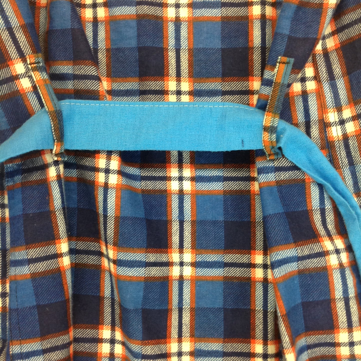 Vintage 1970's K-Mart Cotton Blue Plaid Child's Medium Bath Robe