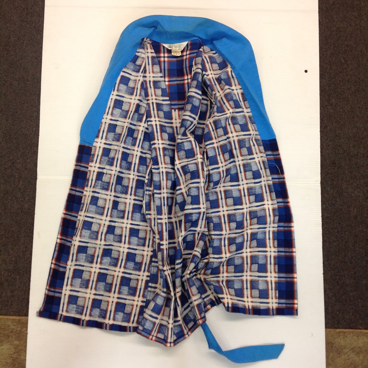 Vintage 1970's K-Mart Cotton Blue Plaid Child's Medium Bath Robe