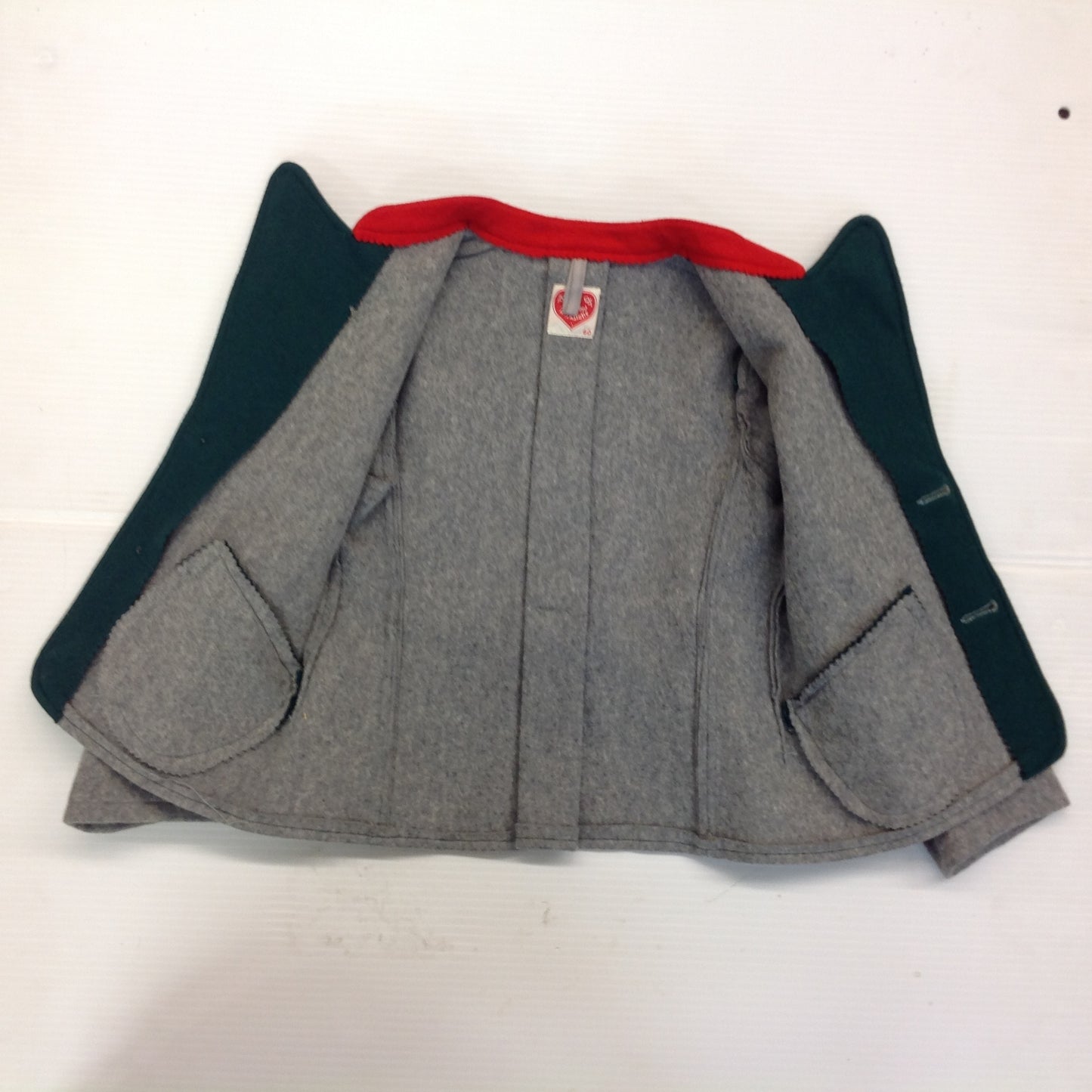 Vintage 2Pc Child's Weiner Werkstatte Lederhosen and Jacket Gray Red Green Wool Suede