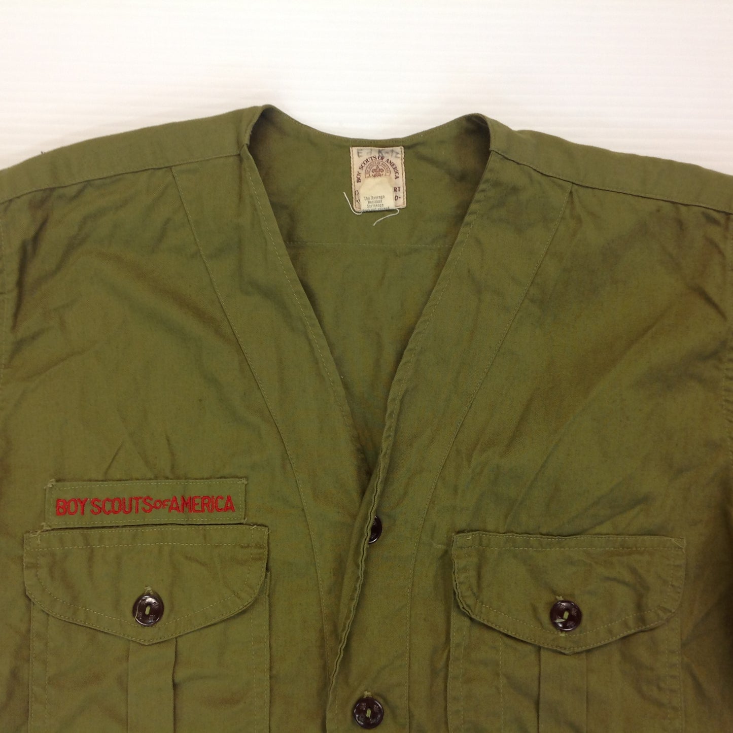 Vintage 2Pc BSA Boy Scouts of America Olive Green Shirt Shorts Grosse Pointe Michigan 61