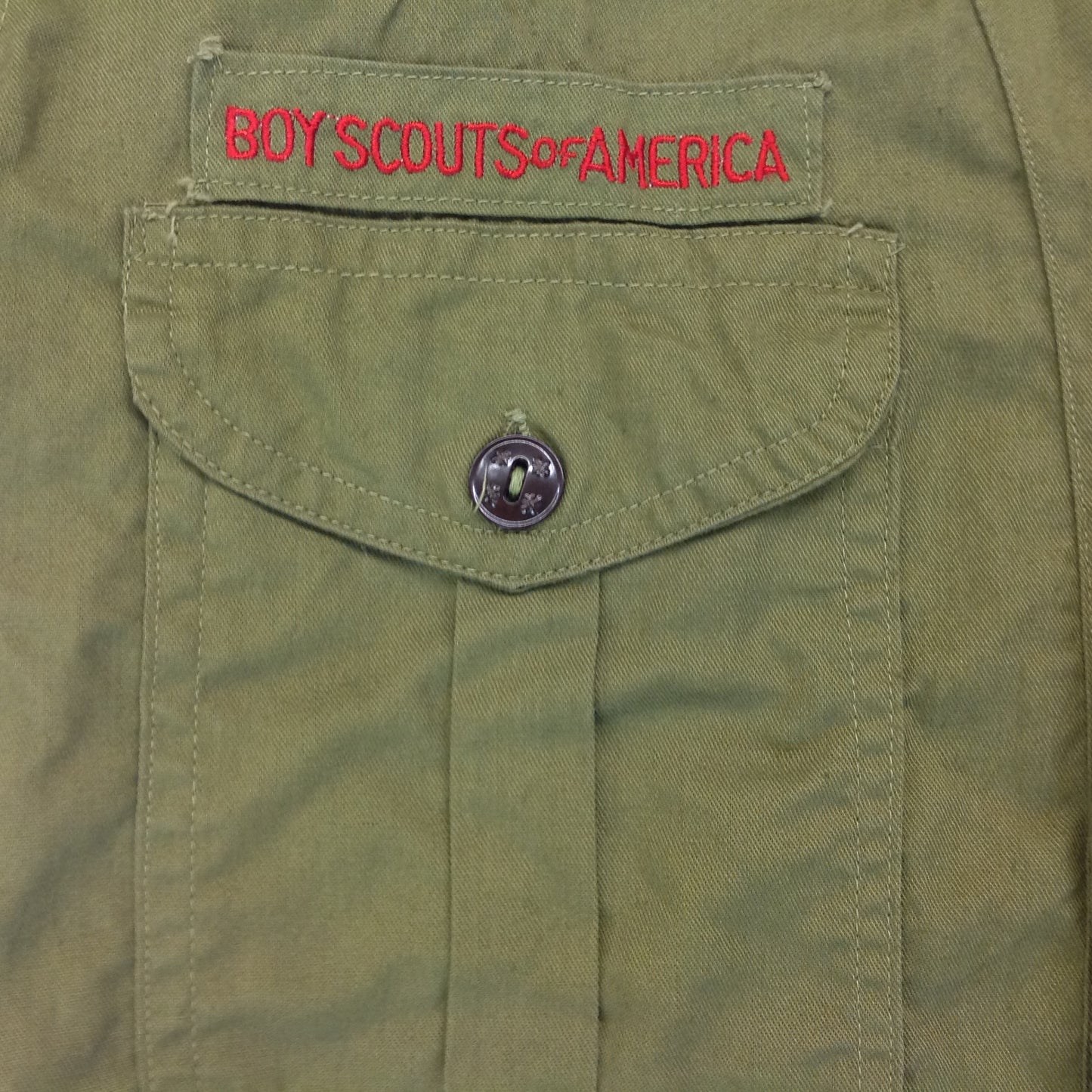 Vintage 2Pc BSA Boy Scouts of America Olive Green Shirt Shorts Grosse Pointe Michigan 61