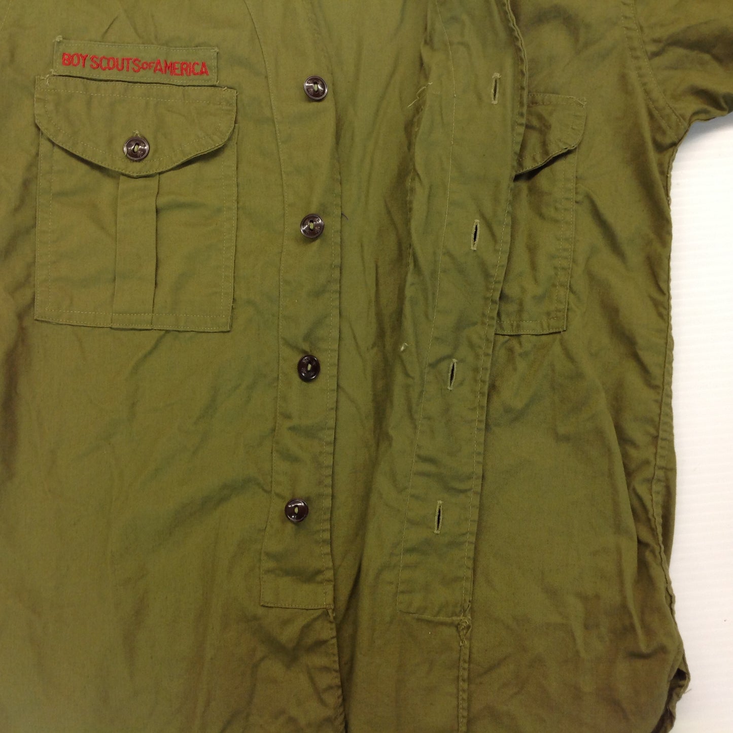 Vintage 2Pc BSA Boy Scouts of America Olive Green Shirt Shorts Grosse Pointe Michigan 61