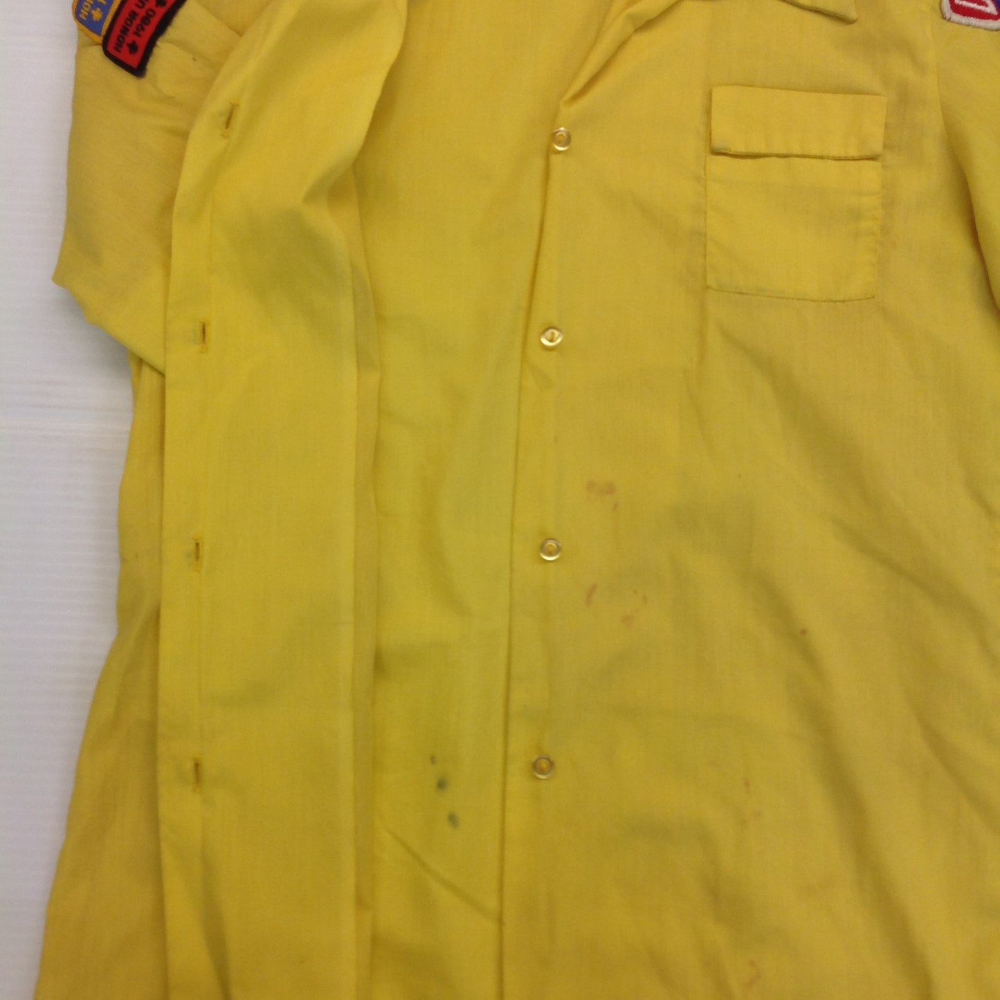 Vintage 1980 BSA Boy Scouts of America Yellow Uniform Shirt 34 Detroit Area Council Michigan 1909 Den 1 Honor Unit