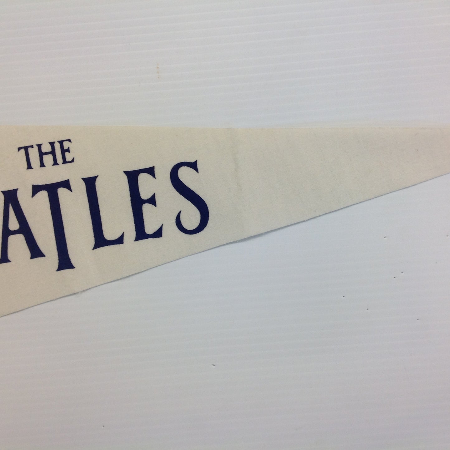 Vintage 1960's Souvenir White with Blue Graphics Caricature The Beatles Felt Pennant