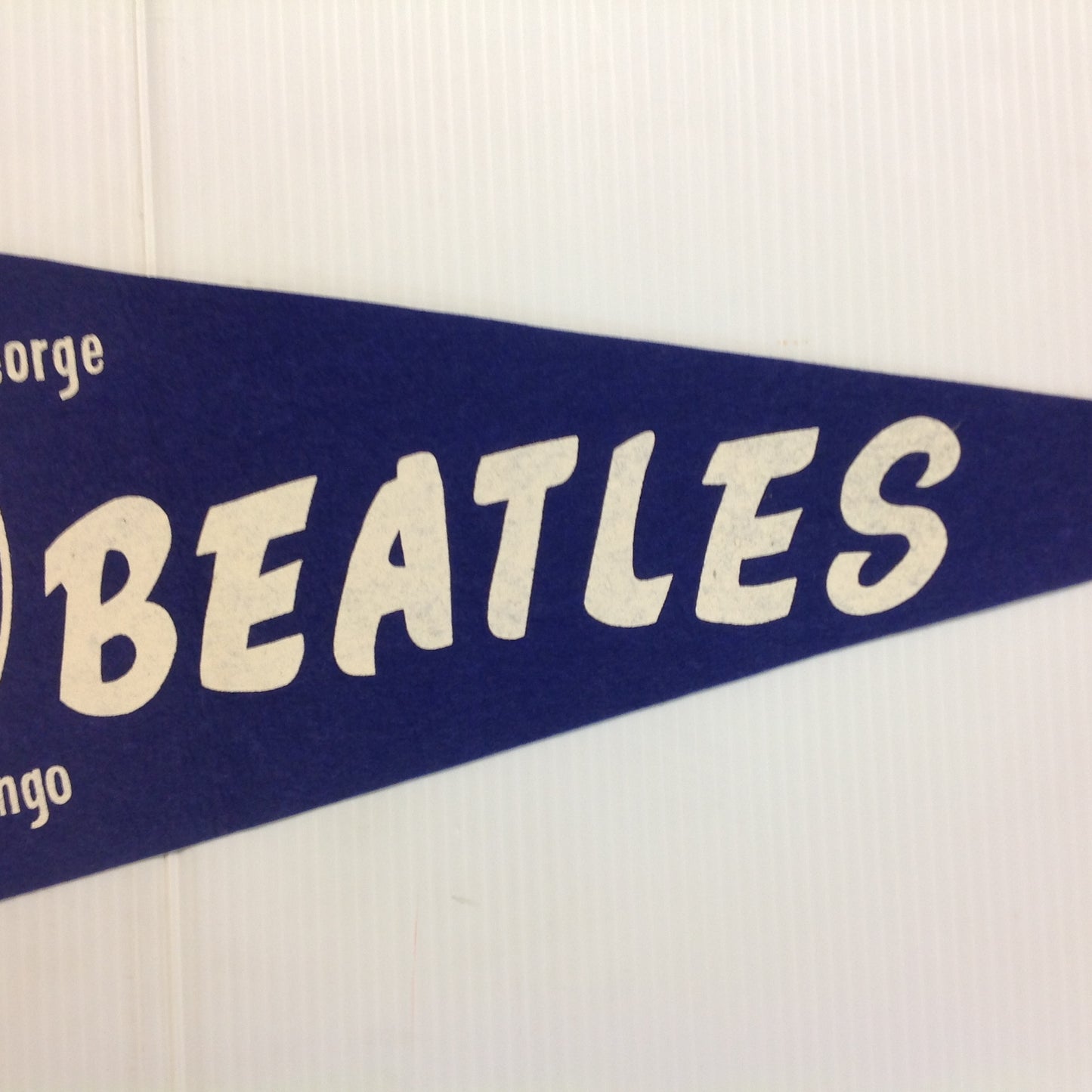 Vintage 1960's Souvenir Blue with Blue Graphics Head Shots The Beatles Felt Pennant