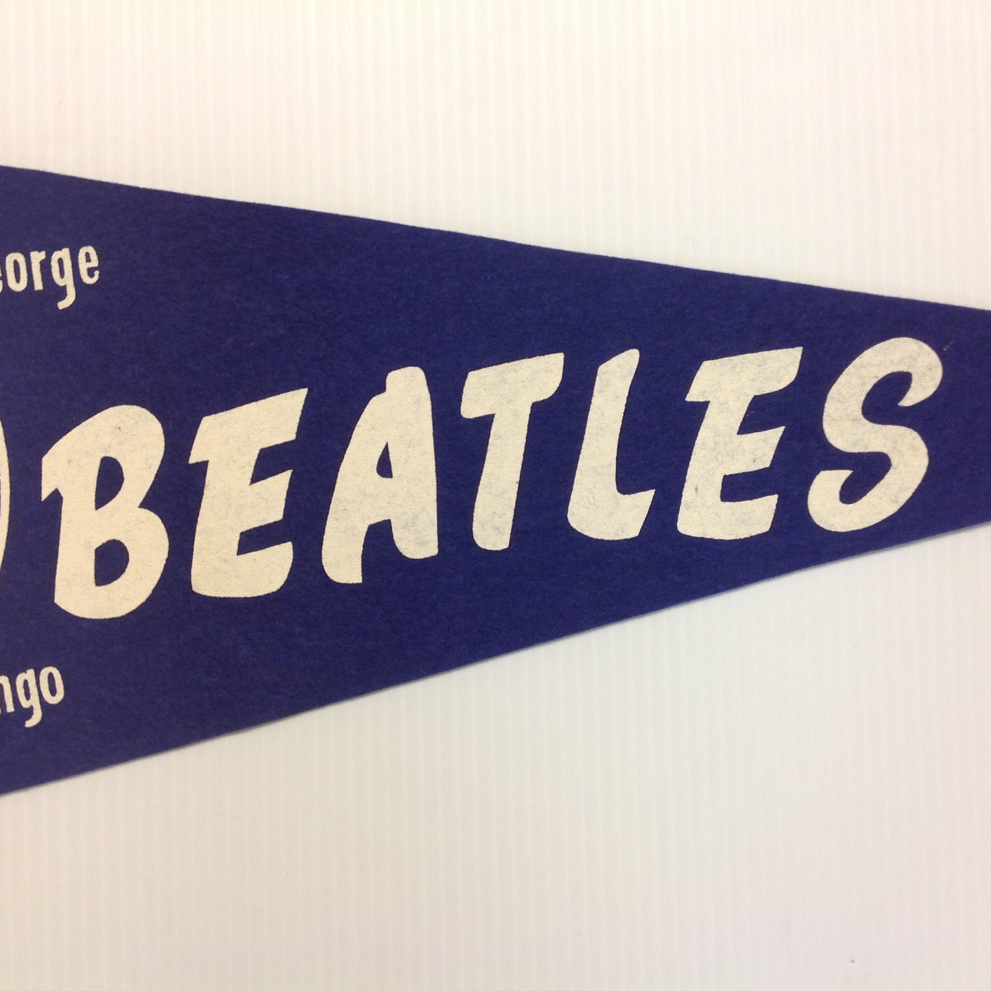 Vintage 1960's Souvenir Blue with Blue Graphics Head Shots The Beatles Felt Pennant