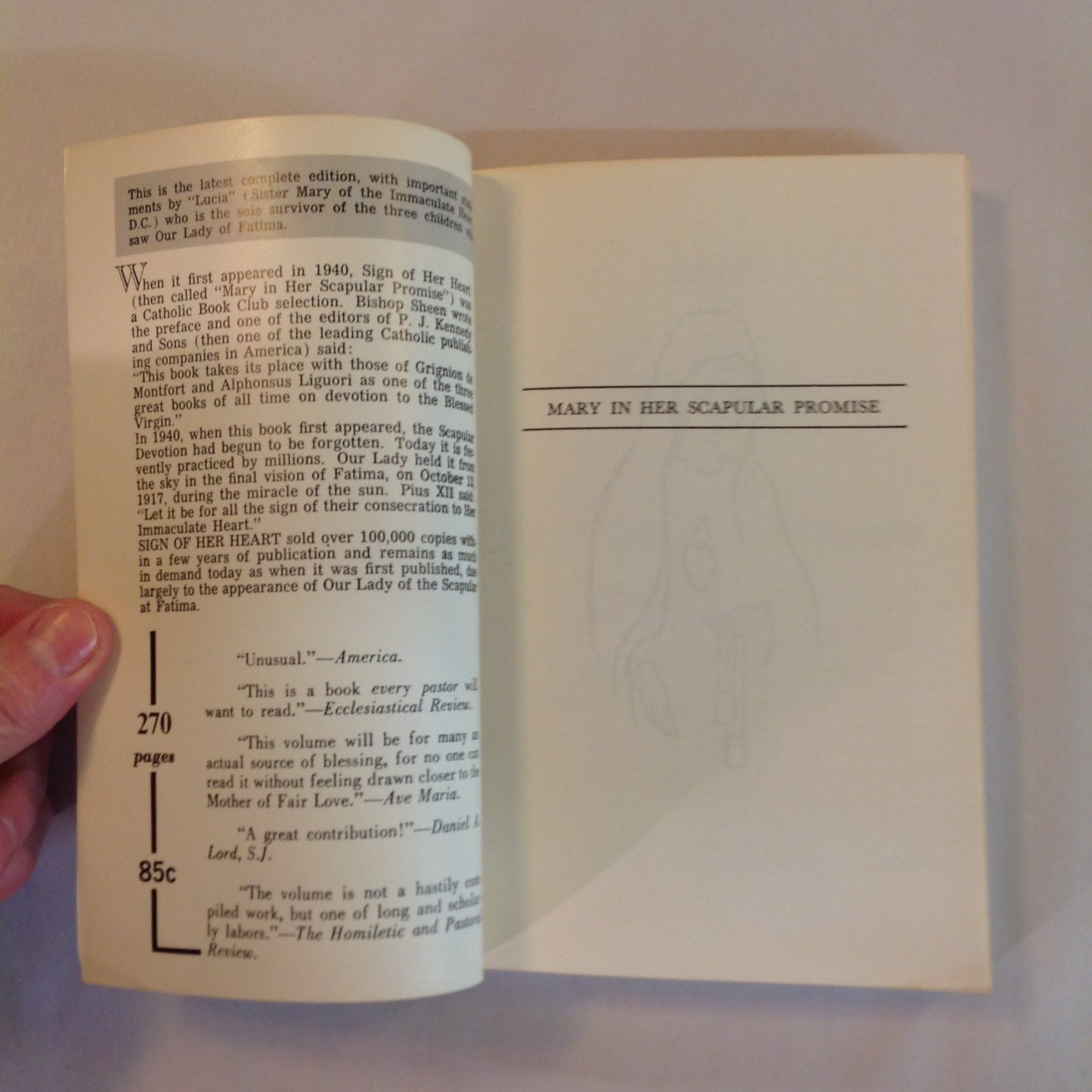Vintage 1971 Trade Paperback Sign of Her Heart John M. Haffert