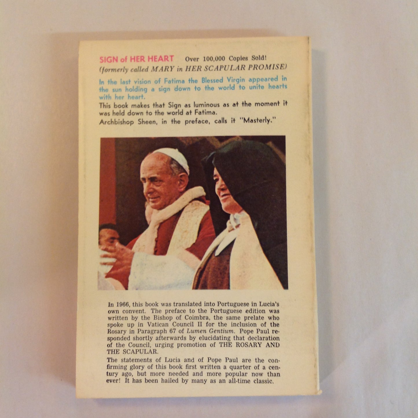 Vintage 1971 Trade Paperback Sign of Her Heart John M. Haffert