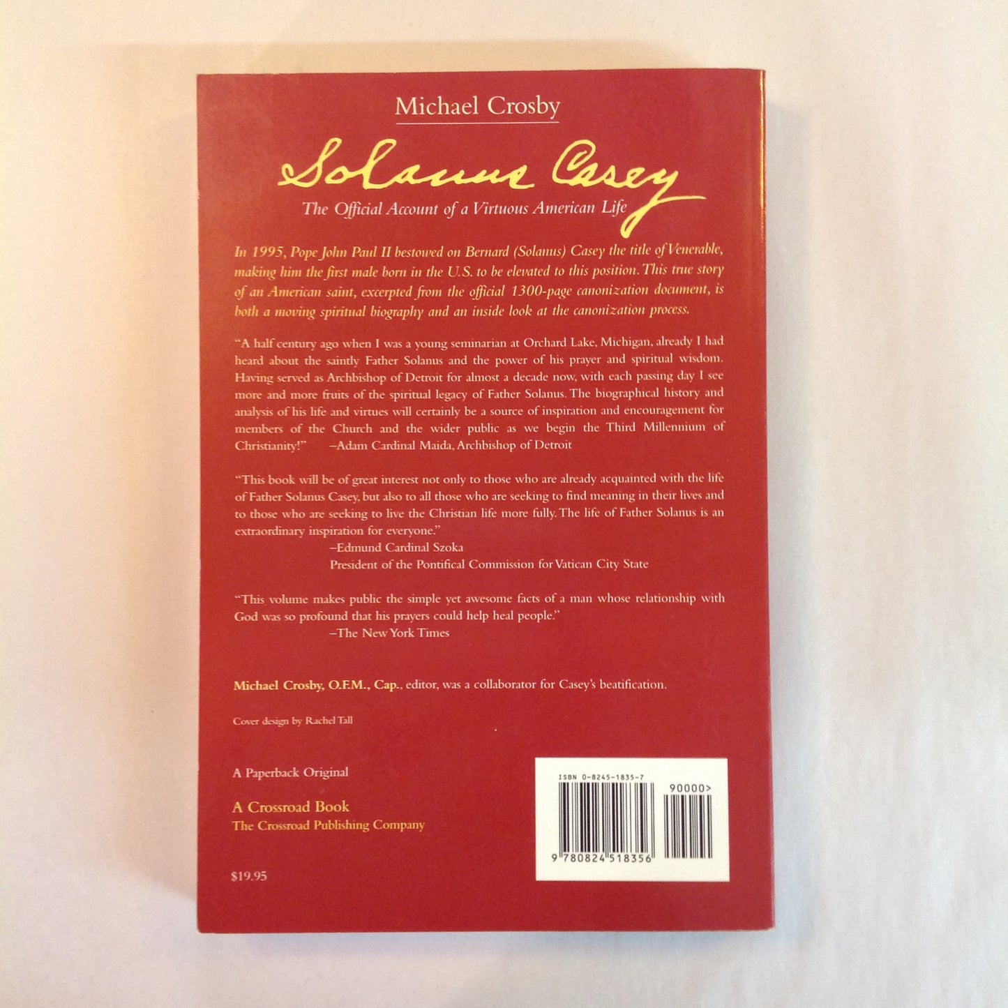 Vintage 2000 Trade Paperback Solanus Casey: The Official Account of a Virtuous American Life Michael Crosby, Ed