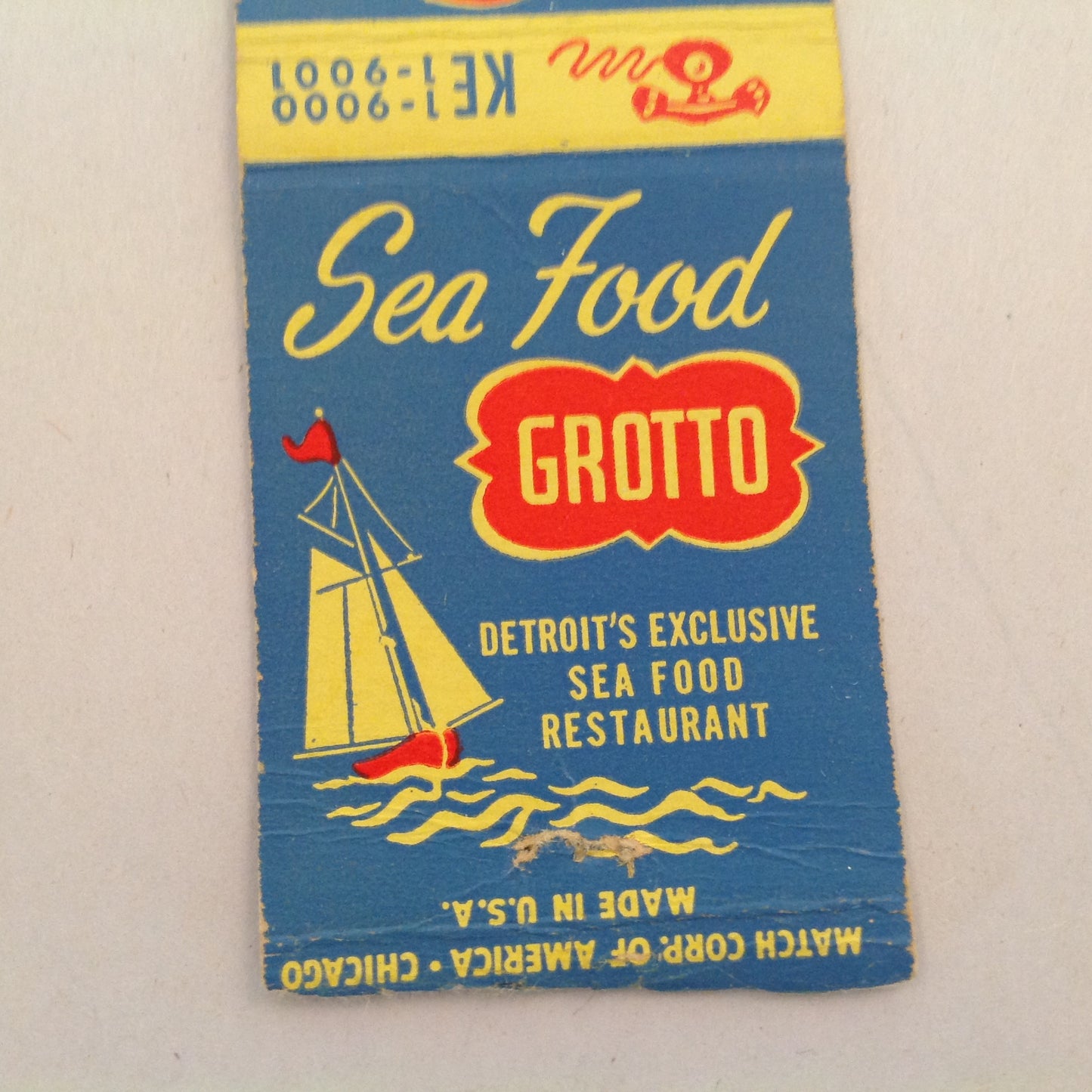 Vintage Matchbook Cover Sea Food Grotto Detroit's Exclusive Restaurant Telegraph Rd.