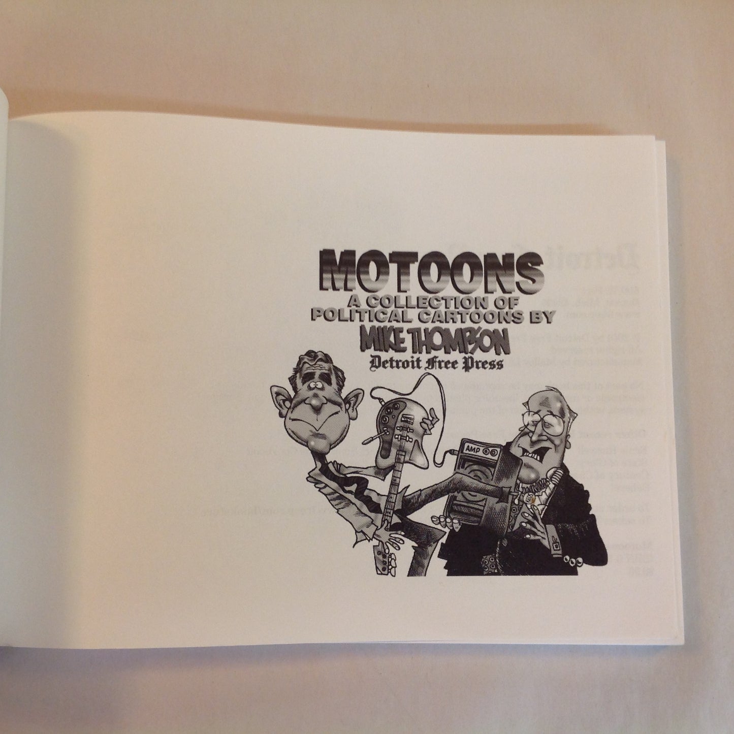 Vintage 2001 Trade Paperback MOTOONS: A Collection of Political Cartoons by Mike Thompson Detroit Free Press