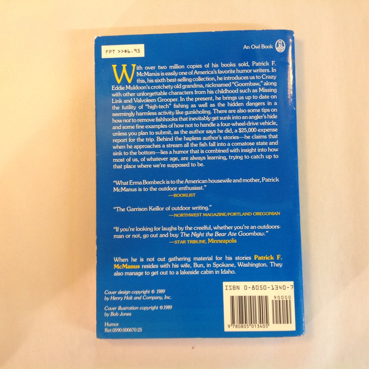 Vintage 1990 Paperback The Night the Bear Ate Goombaw Patrick F. McManus First Edition