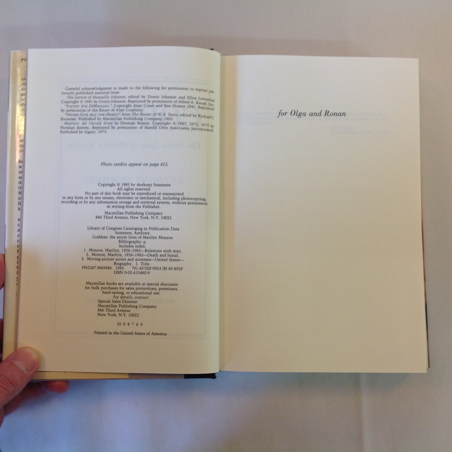 Vintage 1985 Hardcover Goddess: The Secret Lives of Marilyn Monroe Anthony Summers