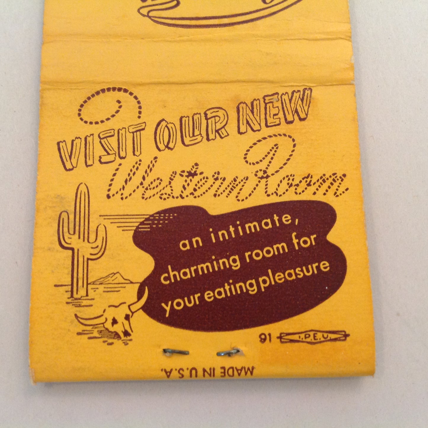 Vintage Matchbook Cover Cupid's Restaurant Detroit 13 Visit Our New Western Room MI