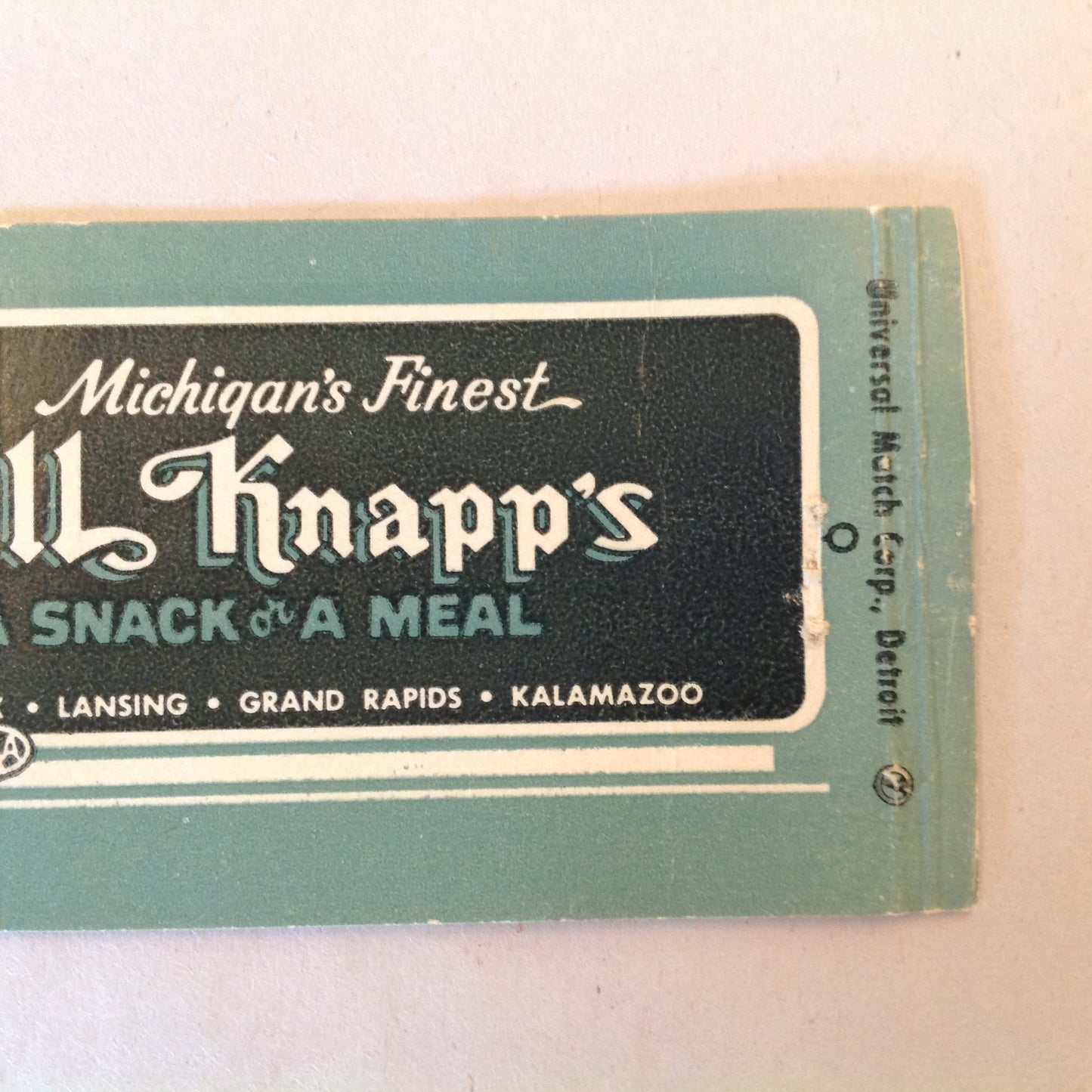 Vintage Matchbook Cover Michigan's Finest Bill Knapp's A Snack or A Meal MI Locales