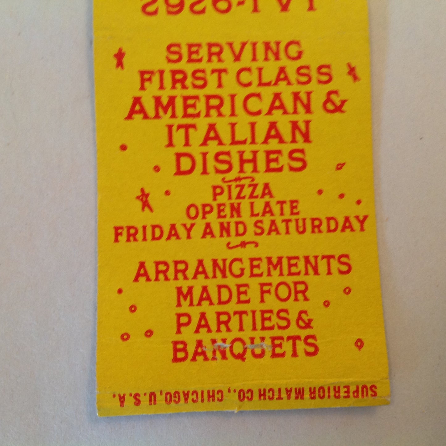 Vintage Matchbook Cover Giulio's Cafe First-Class Italian American Dishes Detroit MI