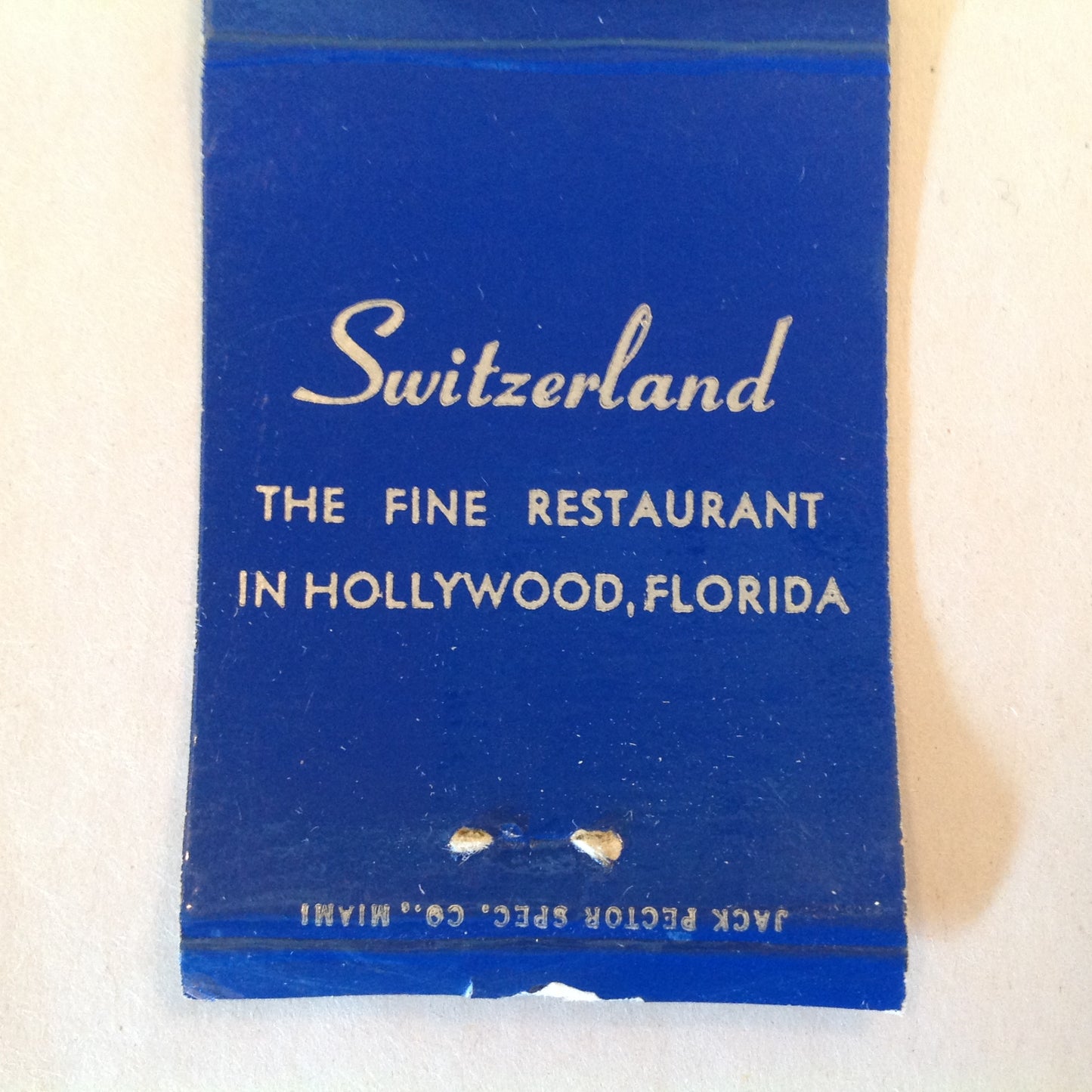 Vintage Matchbook Cover Switzerland The Fine Restaurant On the Circle Hollywood FL