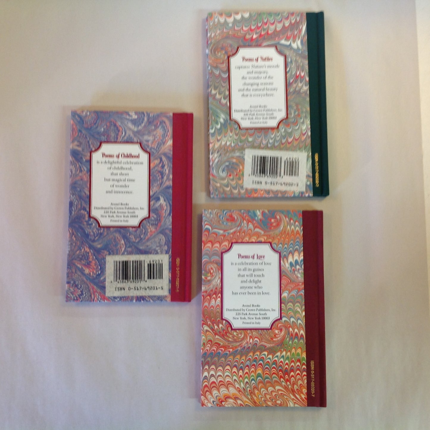 Vintage 1989 3Pc Set Hardcover Gift Books Avenel Books Poems of Childhood/Nature/Love