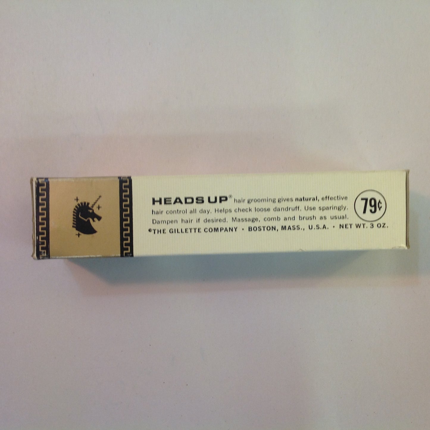 Vintage NOS Gillette Company Heads Up Hair Grooming Unopened 3 oz Tube w/Box