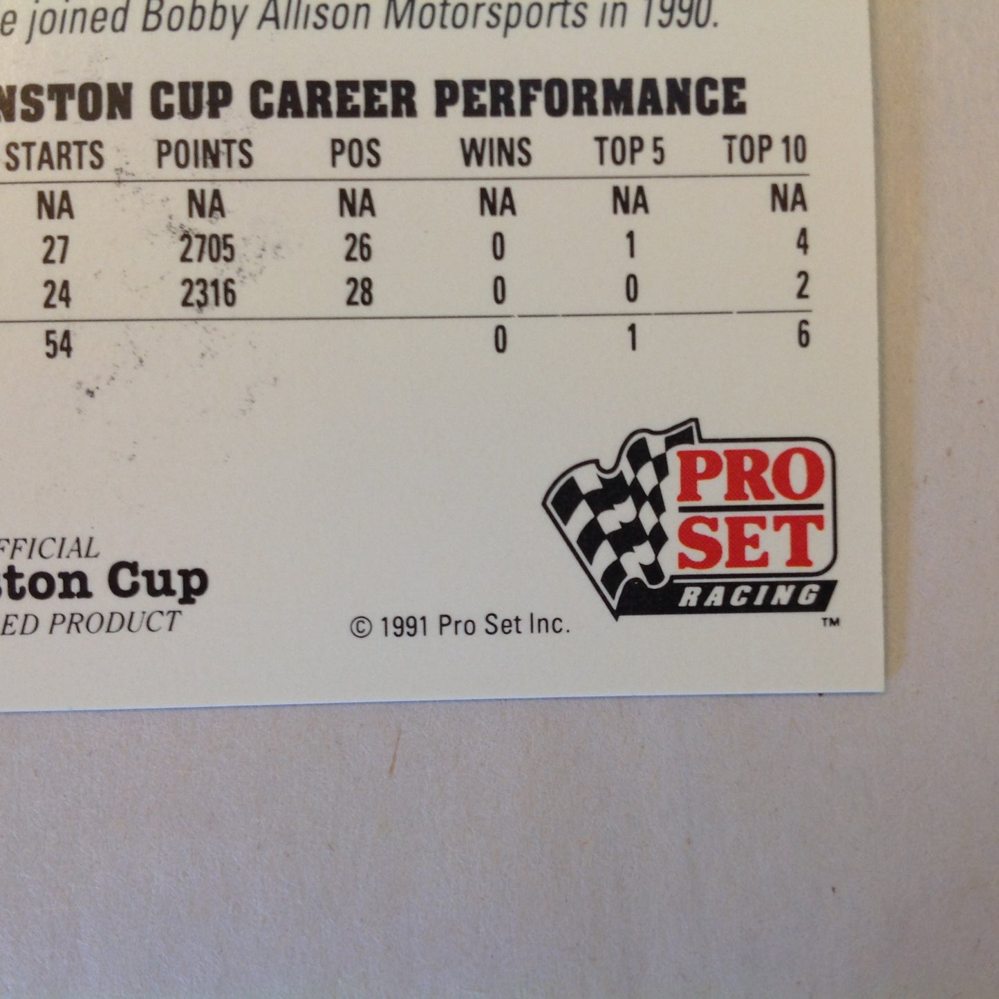 Vtg 1991 Pro Set Racing Signed Card Hut Stricklin Head Shot NASCAR Autographed