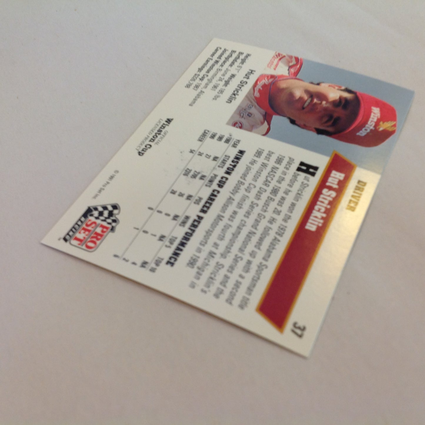 Vtg 1991 Pro Set Racing Signed Card Hut Stricklin Head Shot NASCAR Autographed
