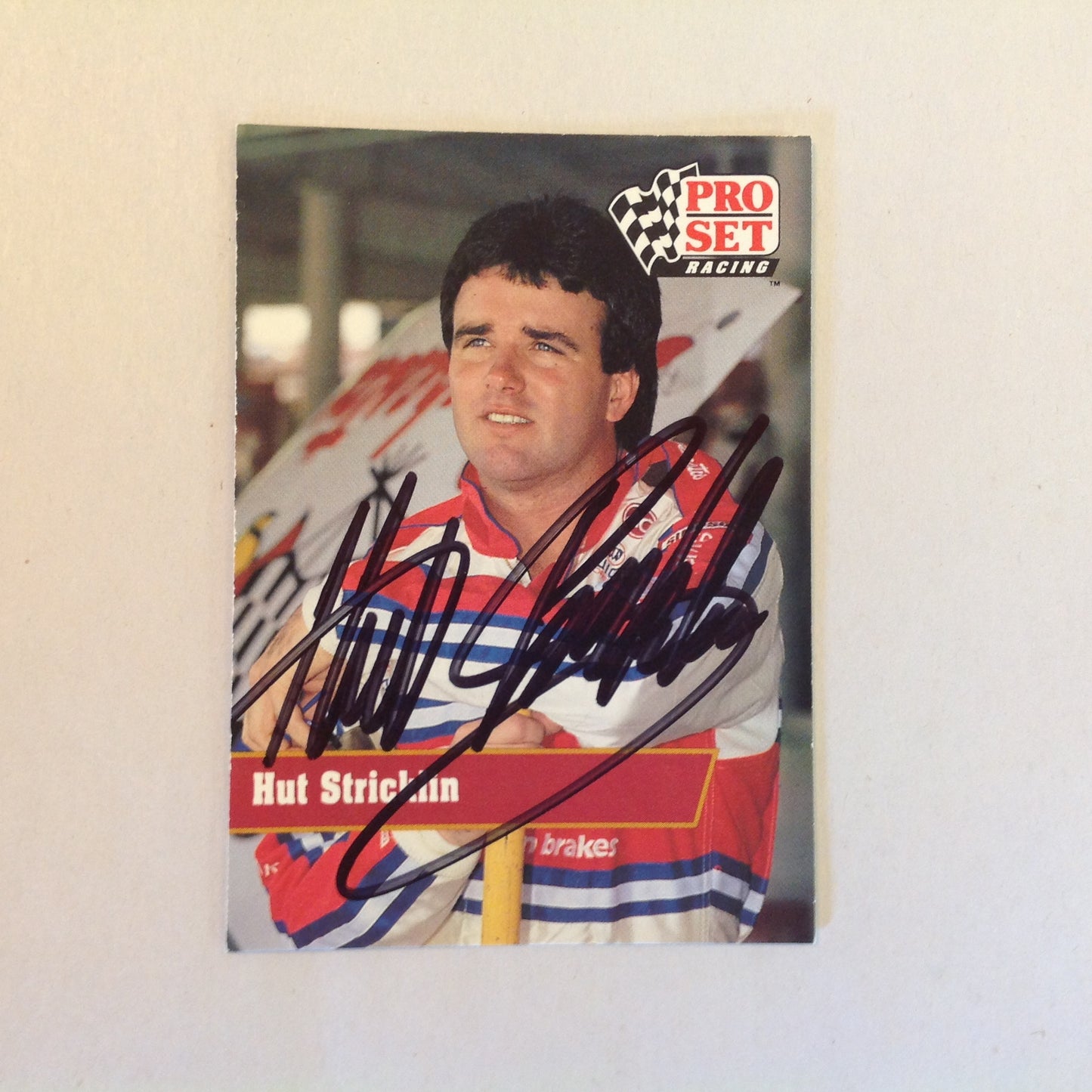 Vtg 1991 Pro Set Racing Signed Card Hut Stricklin Head Shot NASCAR Autographed