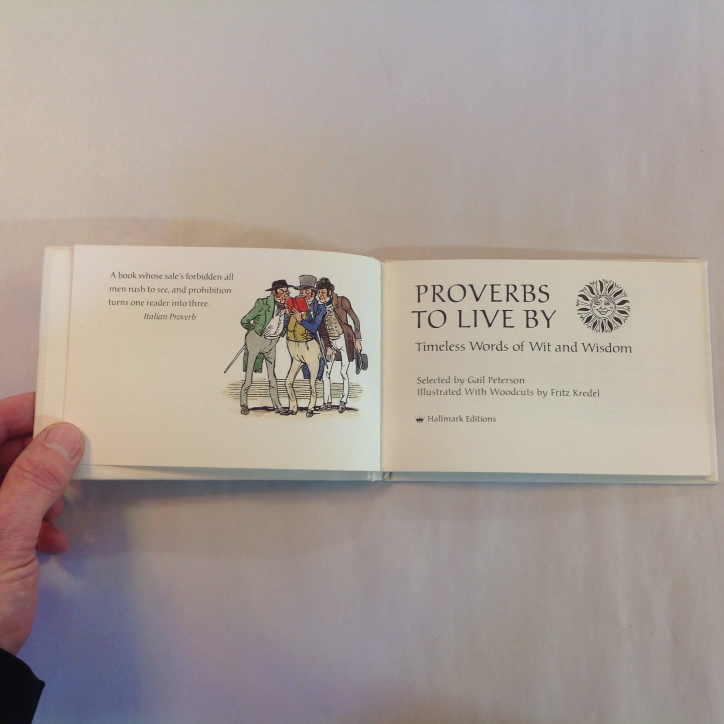 Vintage 1975 Hardcover Gift Book Proverbs to Live By: Timeless Words of Wit and Wisdom Gail Peterson Hallmark