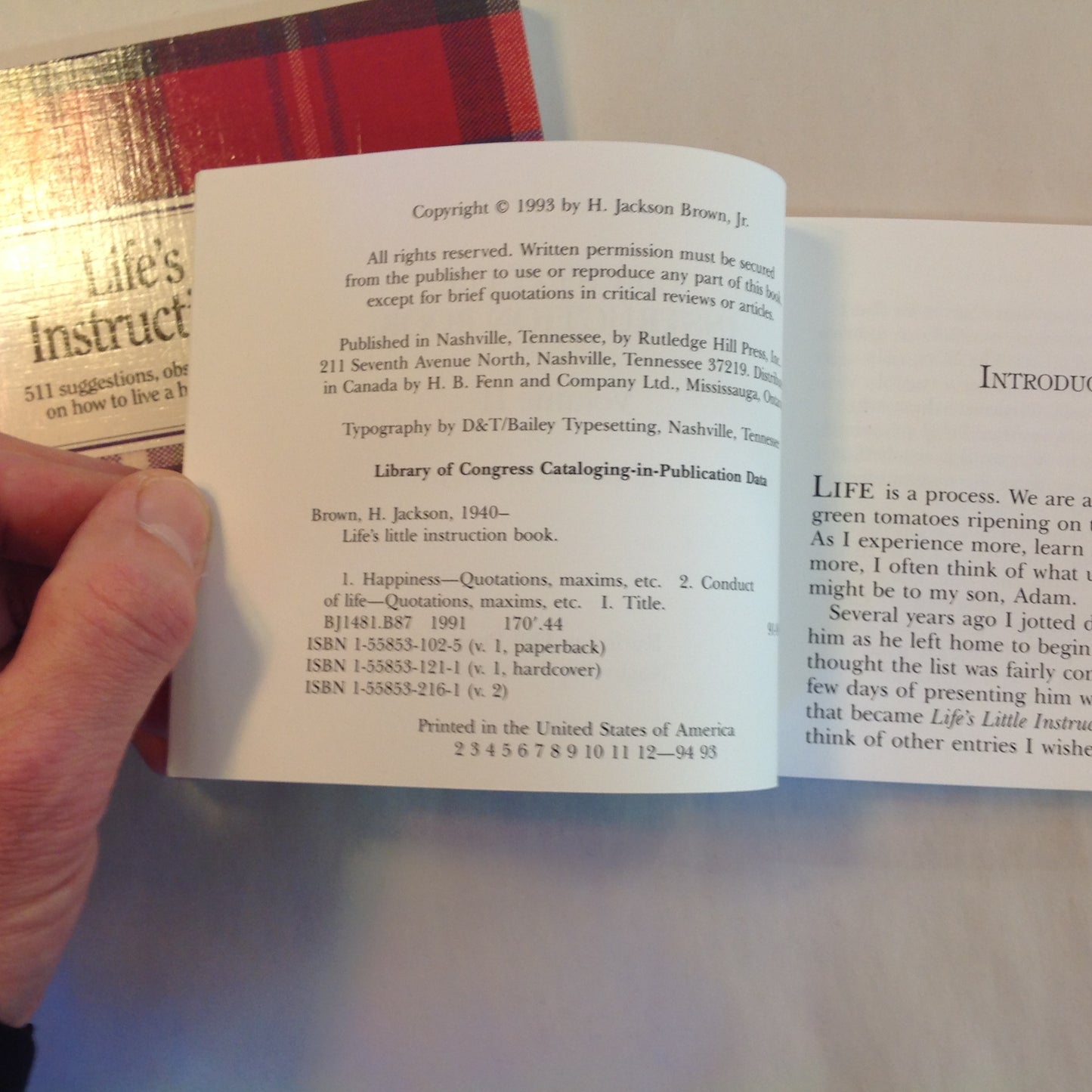 Vintage 1990's 2Pc Trade Paperback Life's Little Instruction Book I & II H. Jackson Brown, Jr