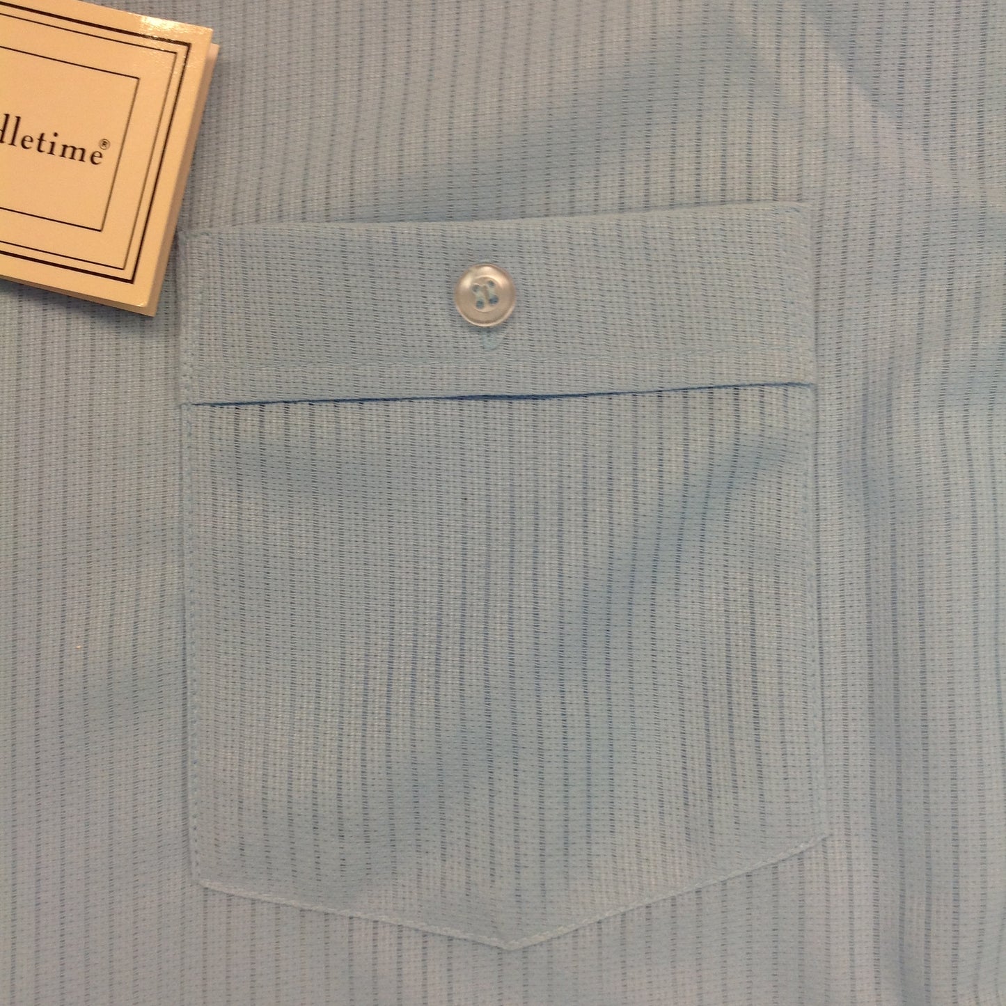 Vintage 1980's Lounge Shirt Baby Blue Idletime Short Sleeve Dress Shirt Medium New With Tags